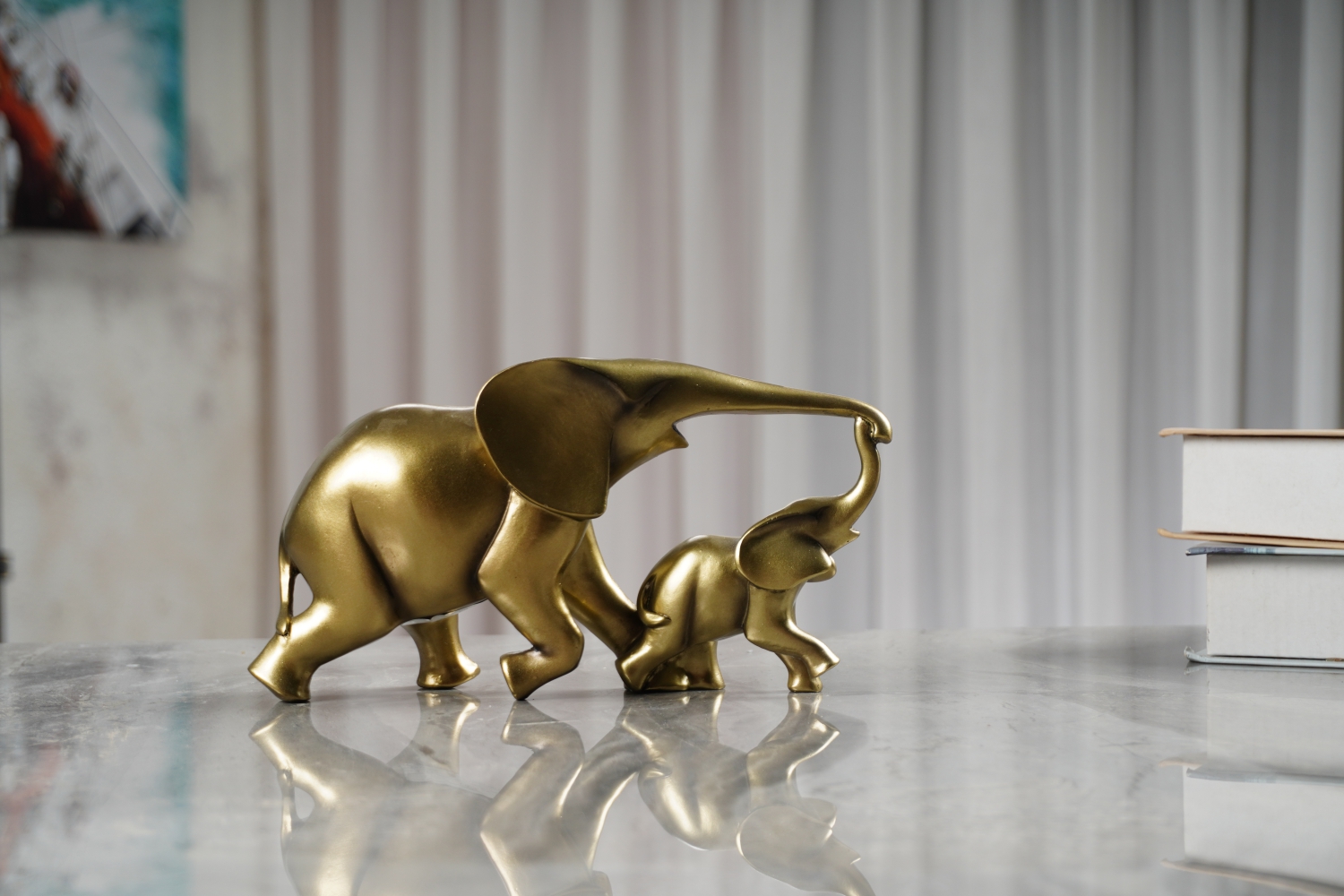 FIGURA ELEFANTES DORADOS - Imagen 2