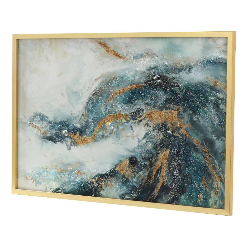 CUADRO ABSTRACTO DORADO/VERDE - Imagen 4