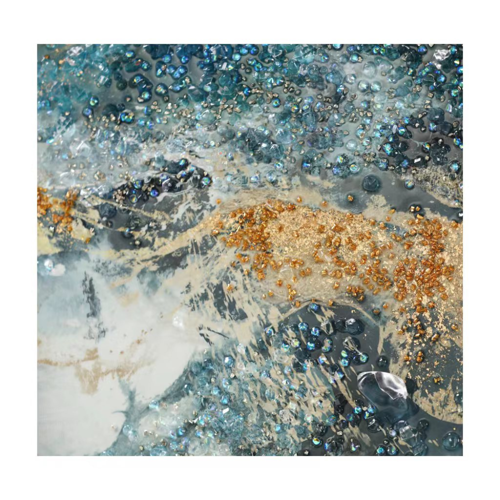 CUADRO ABSTRACTO DORADO/VERDE - Imagen 2