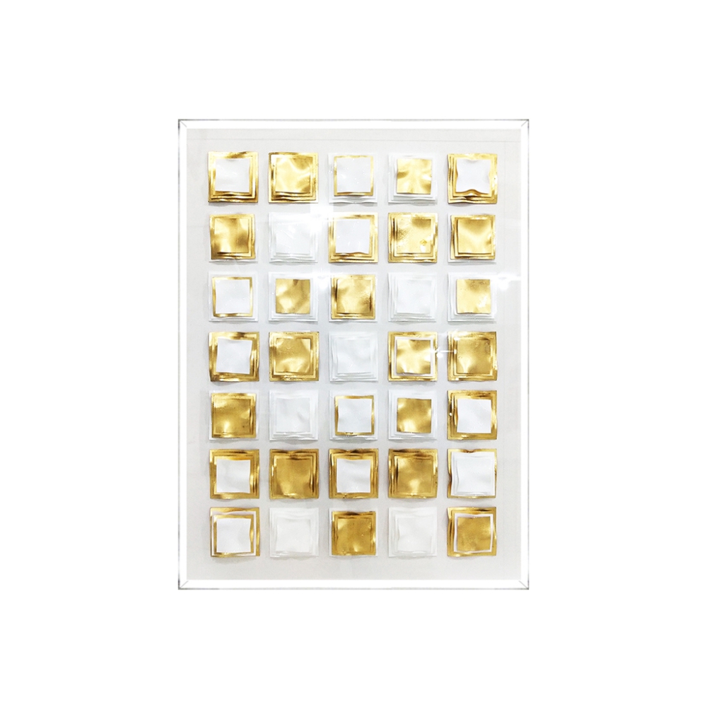 CUADRO DE AJEDREZ BLANCO/DORADO - Imagen 2