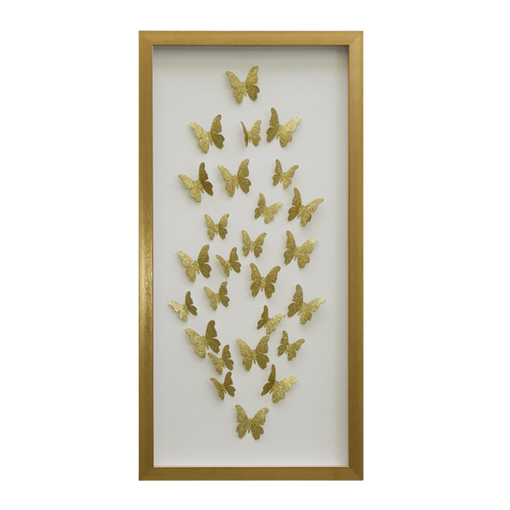 CUADRO DE MARIPOSAS PAPEL DORADO