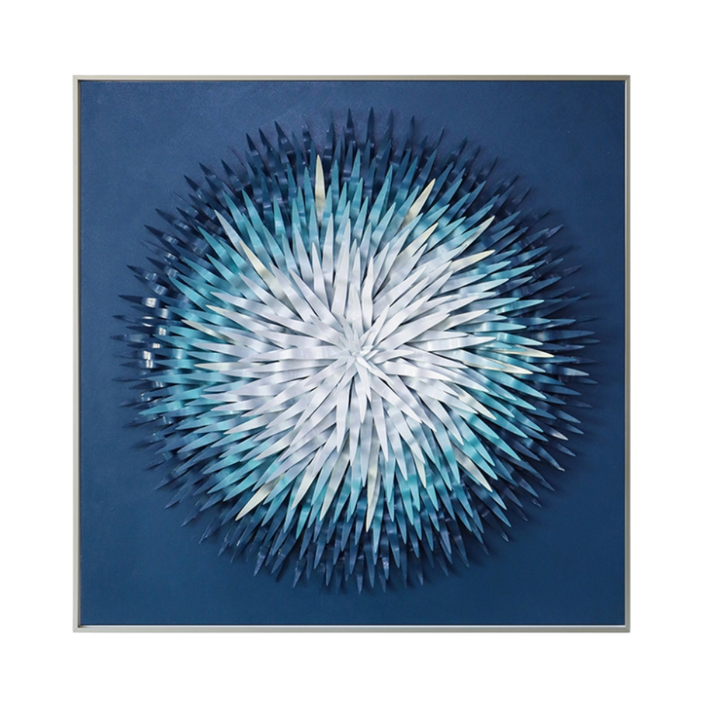 CUADRO 3D FLOR CIRCULAR TONOS AZULES