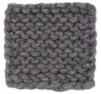 Chain Knitted Trivet CHAROCAL 8x8 Wool - A - CHARCOAL