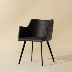 Griffin Dining Armchair - Town Grey / Roman Grey / Fabric / Faux Leather