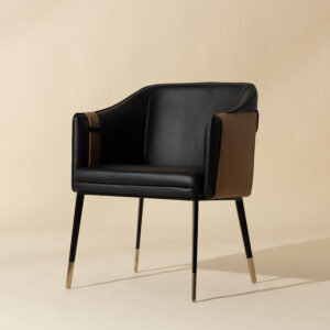 Carter Dining Armchair - Napa Black / Napa Cognac / Faux Leather