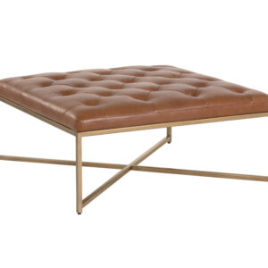 Endall Ottoman - Antique Brass - Vintage Camel Leather / Leather