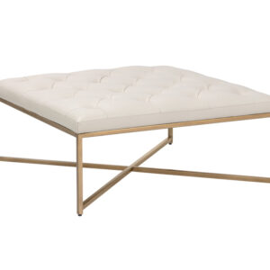 Endall Ottoman - Antique Brass - Vintage Vanilla Leather / Leather