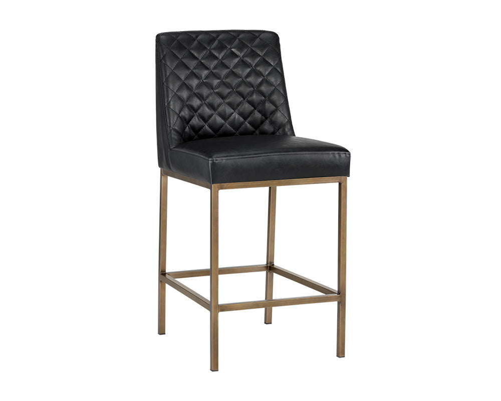 Leighland Counter Stool - Coal Black / Faux Leather