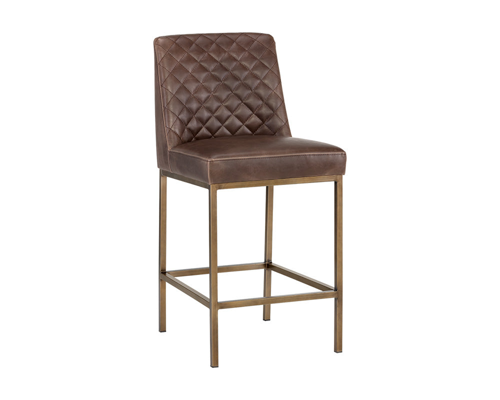 Leighland Counter Stool - Havana Dark Brown / Faux Leather