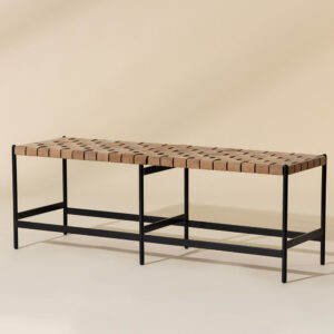Omari Bench - Sueded Light Tan Leather / Leather