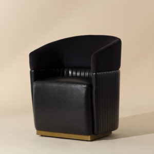 Genval Wheeled Lounge Chair - Abbington Black / Cantina Black / Bonded Leather / Fabric