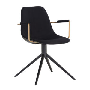 Cassius Swivel Dining Armchair - Abbington Black / Bravo Black / Fabric / Faux Leather