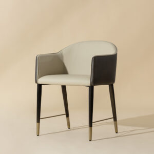 Kylin Dining Armchair - Dillon Cream / Bravo Ash / Faux Leather