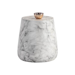 Aries End Table - Marble Look - White