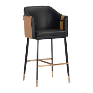 Carter Barstool - Napa Black / Napa Cognac / Faux Leather