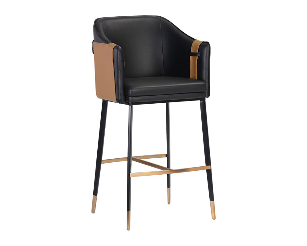 Carter Barstool - Napa Black / Napa Cognac / Faux Leather