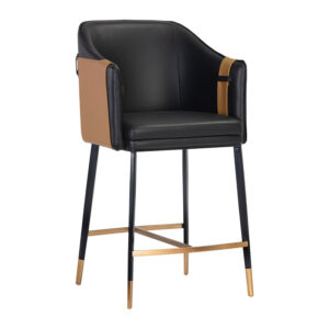 Carter Counter Stool - Napa Black / Napa Cognac / Faux Leather
