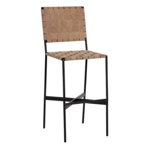Omari Barstool - Sueded Light Tan Leather / Leather