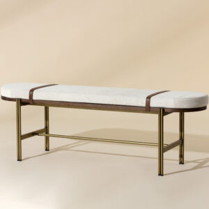 Elaine Bench - Polo Club Muslin / Bravo Cognac / Fabric / Faux Leather
