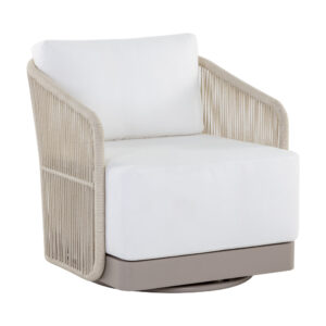 Allariz Swivel Armchair - Greige - Stinson White / Fabric