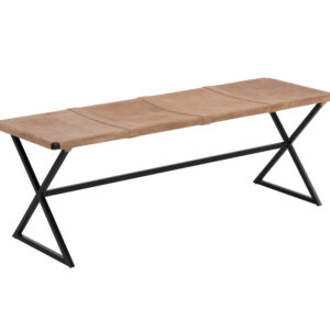 Elon Bench - Sueded Light Tan Leather / Leather
