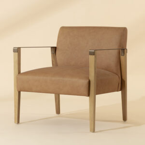 Earl Lounge Chair - Rustic Oak - Ludlow Sesame / Leather