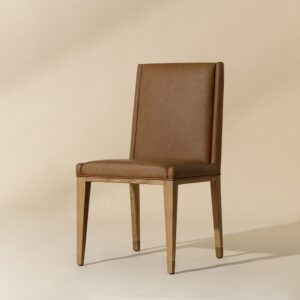 Kalla Dining Chair - Milliken Cognac / Faux Leather