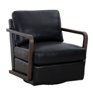 Castell Swivel Lounge Chair - Brown - Cortina Black / Leather
