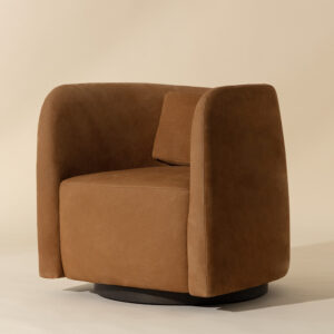 Emilie Swivel Lounge Chair - Nubuck Caramel / Leather