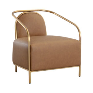 Cicero Lounge Chair - Milliken Cognac / Faux Leather
