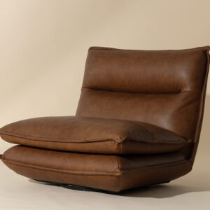 Colson Swivel Armless Chair - Cognac #3 / Leather