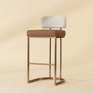 Larissa Barstool - Napa Cognac / Rhea Light Barley / Fabric / Faux Leather