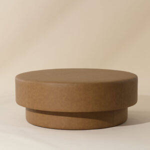 Arlo Ottoman - Milliken Cognac / Faux Leather