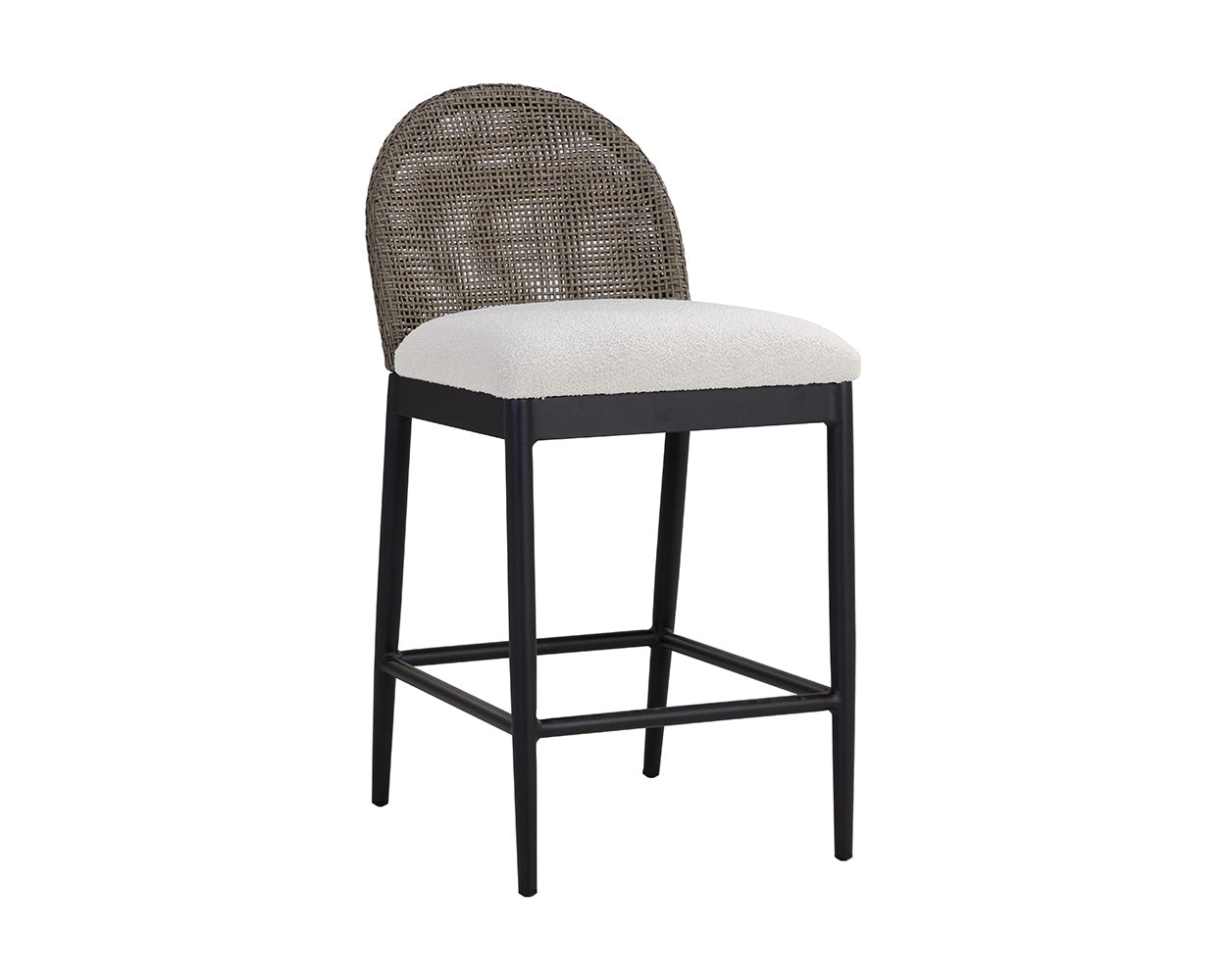 Calandri Counter Stool - Black - Louis Cream / Fabric