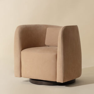 Emilie Swivel Lounge Chair - Nubuck Tan / Leather