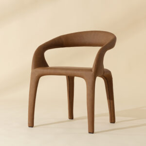 Atika Dining Armchair - Milliken Cognac / Faux Leather