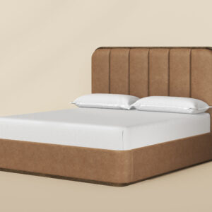 Jamille Bed - Milliken Cognac / King / Faux Leather