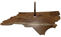 Acacia Wood "North Carolina" Cutting Board w/Leather belt - A - Natural