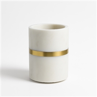 Marble Single Bottle Wine Cooler W/Brass Agra White