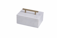 Sm. Marble Jewelry Box W/Handle - ST - WHITE
