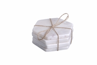 Set of 4 Marble Hex Coasters - WHITE
