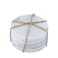 Set of 4 Marble Round Coasters - WHITE