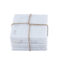Set Of 4 Marble Square Coasters - WHITE