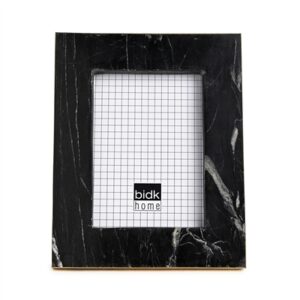 Picture Frame Medium. Fits 6” X 4” Photo Brass/Black Marble - BLACK
