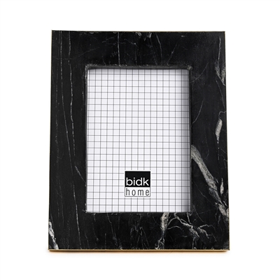 Picture Frame Medium. Fits 6” X 4” Photo Brass/Black Marble - BLACK