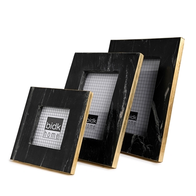 Picture Frame Medium. Fits 6” X 4” Photo Brass/Black Marble - BLACK - Imagen 4