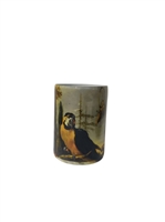 Lg Glass Parrot Print Votive Holder H 6" & Dia 4.3"- A - Multi