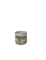Sm Glass Leopard Print Votive Holder H 2.9" & Dia 2.9"- A - Multi