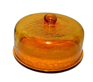 Cake Recycled Glass Dome w/Plate Dia 11.3” Yellow- A - Yellow