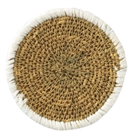 Set of 4 Seagrass Coasters White -A - Natural & White